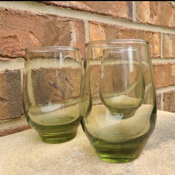 Retro 1960s 1970s Green Juice Glasses - Picture 7 of 7